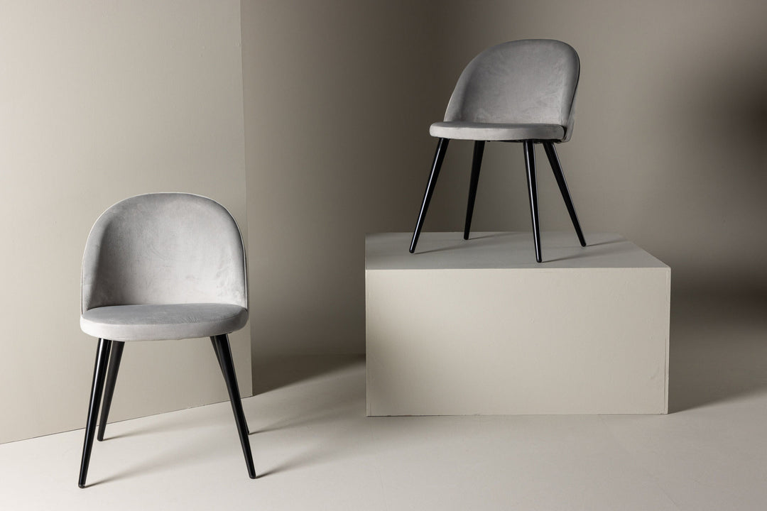 Venture Home Velvet Matstol 2-pack - Svart / Ljusgrå Sammet