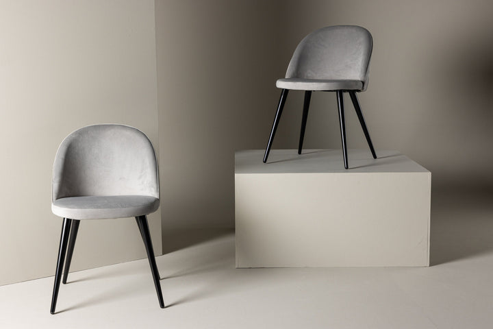 Venture Home Velvet Matstol 2-pack - Svart / Ljusgrå Sammet
