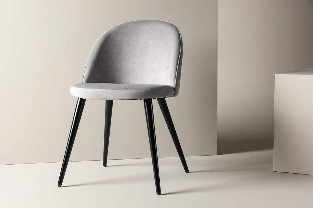 Venture Home Velvet Matstol 2-pack - Svart / Ljusgrå Sammet