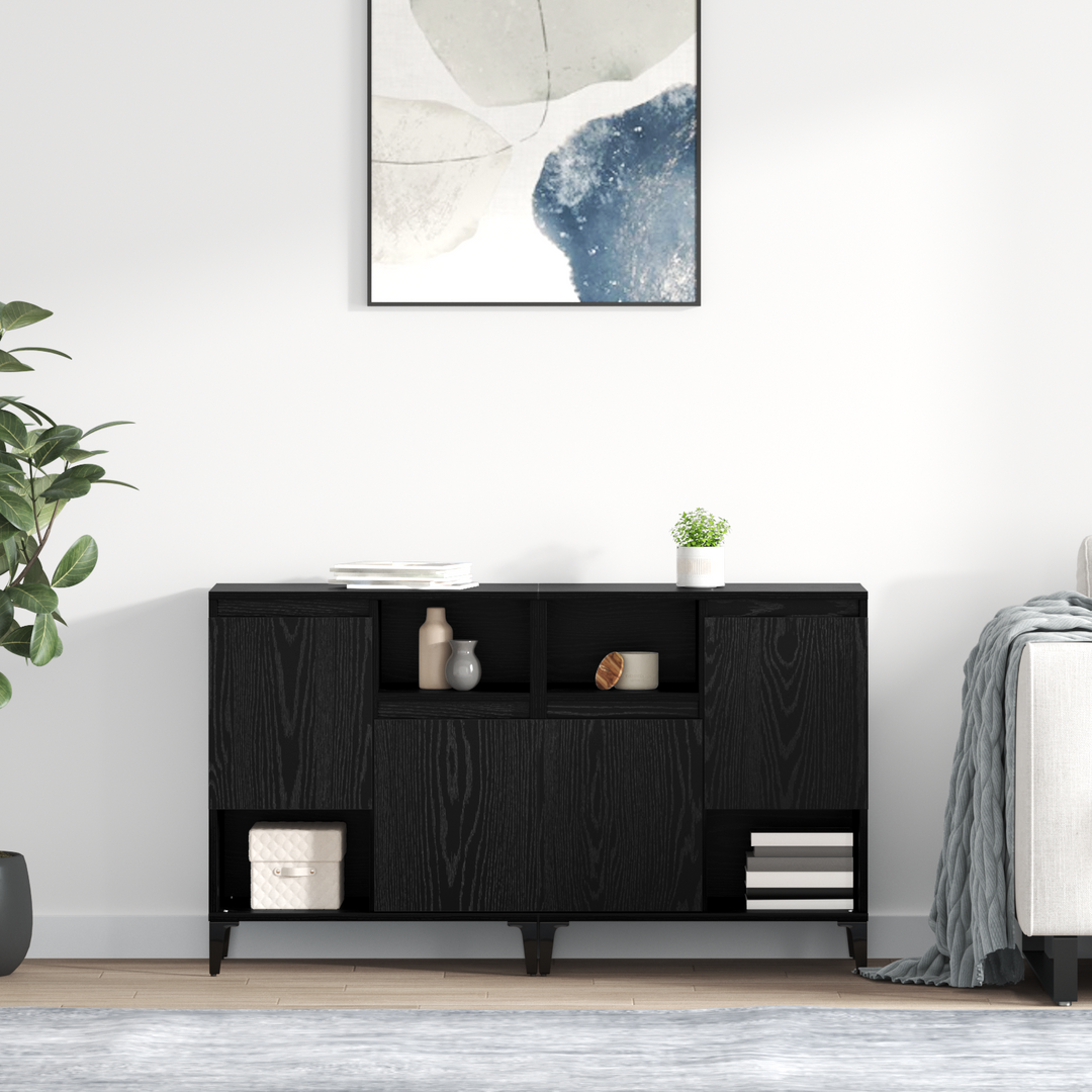 Sideboards 2 pcs Sort eg 60 x 35 x 70 cm Konstrueret træ
