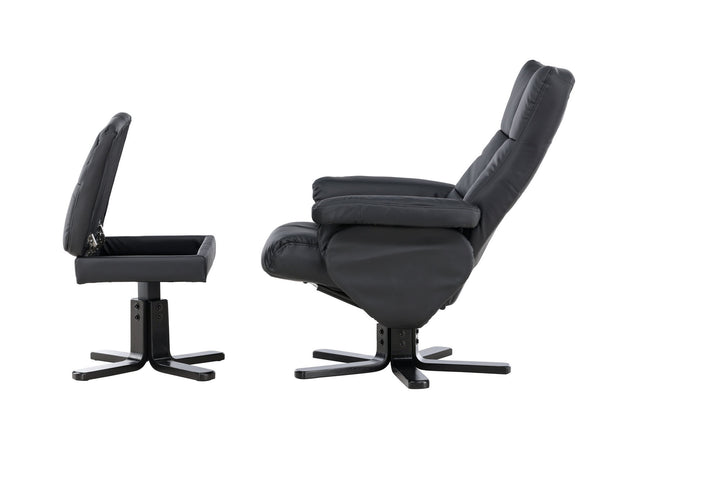 Venture Home Sven Recliner with Ottoman, Black PU