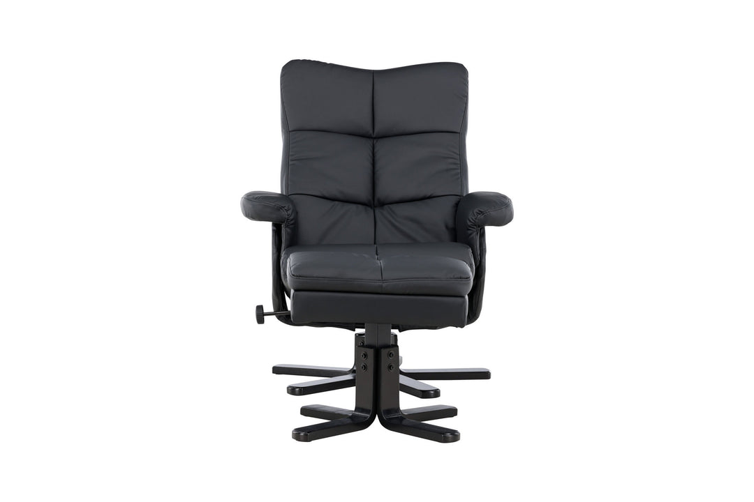 Venture Home Sven Recliner with Ottoman, Black PU