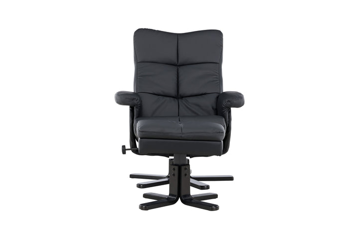 Venture Home Sven Recliner with Ottoman, Black PU