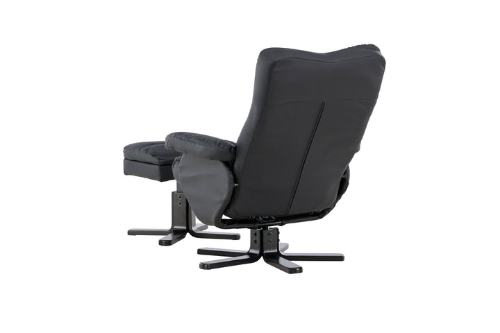 Venture Home Sven Recliner with Ottoman, Black PU