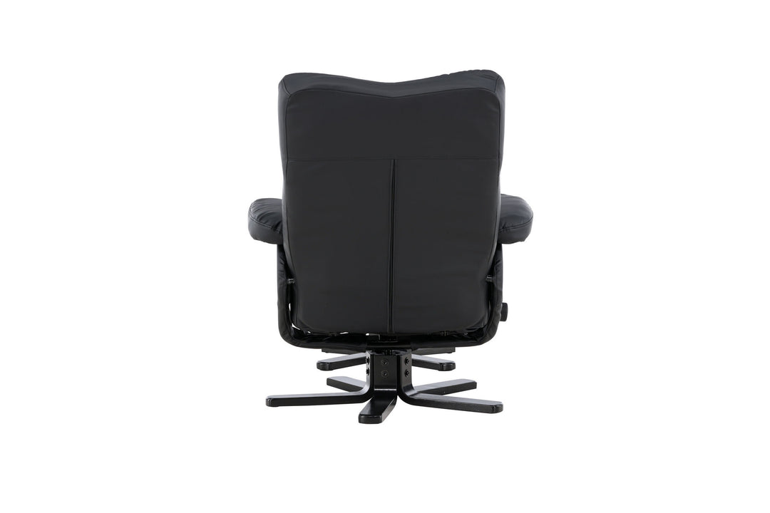Venture Home Sven Recliner with Ottoman, Black PU