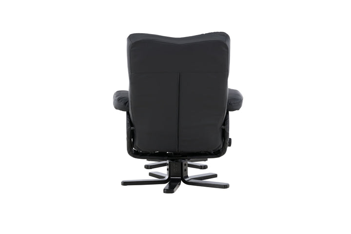 Venture Home Sven Recliner with Ottoman, Black PU