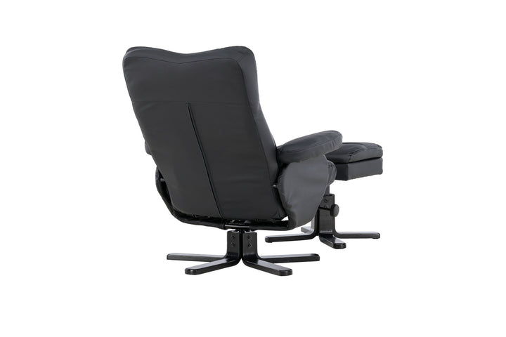 Venture Home Sven Recliner with Ottoman, Black PU