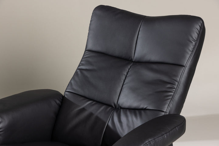 Venture Home Sven Recliner with Ottoman, Black PU