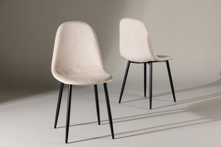 Venture Home Polar Dining Chair 2-pack - Black Legs / Beige Velvet