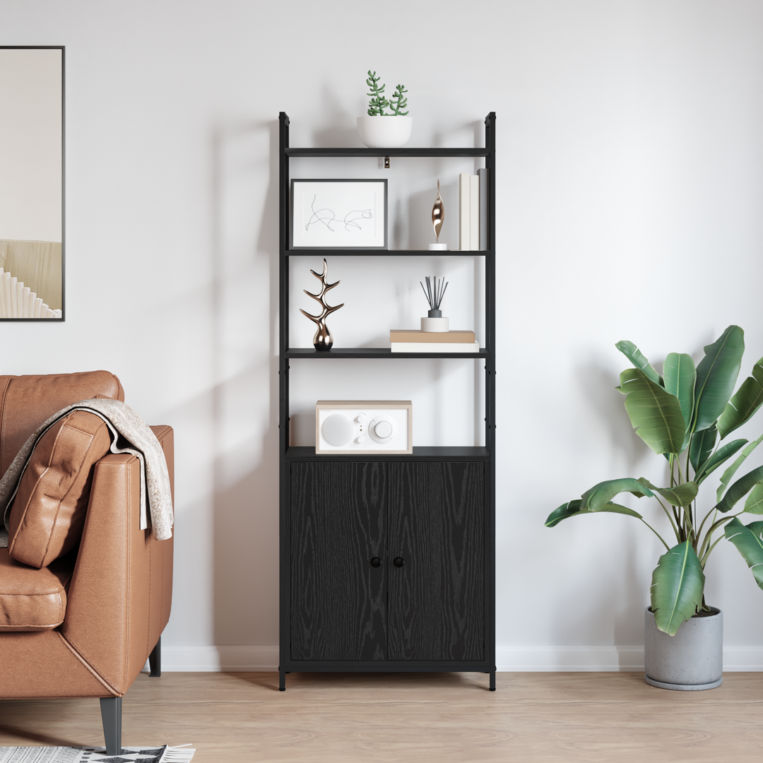 Bogskab Sort eg 60 x 24 x 161 cm Konstrueret træ