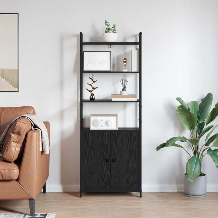 Bogskab Sort eg 60 x 24 x 161 cm Konstrueret træ