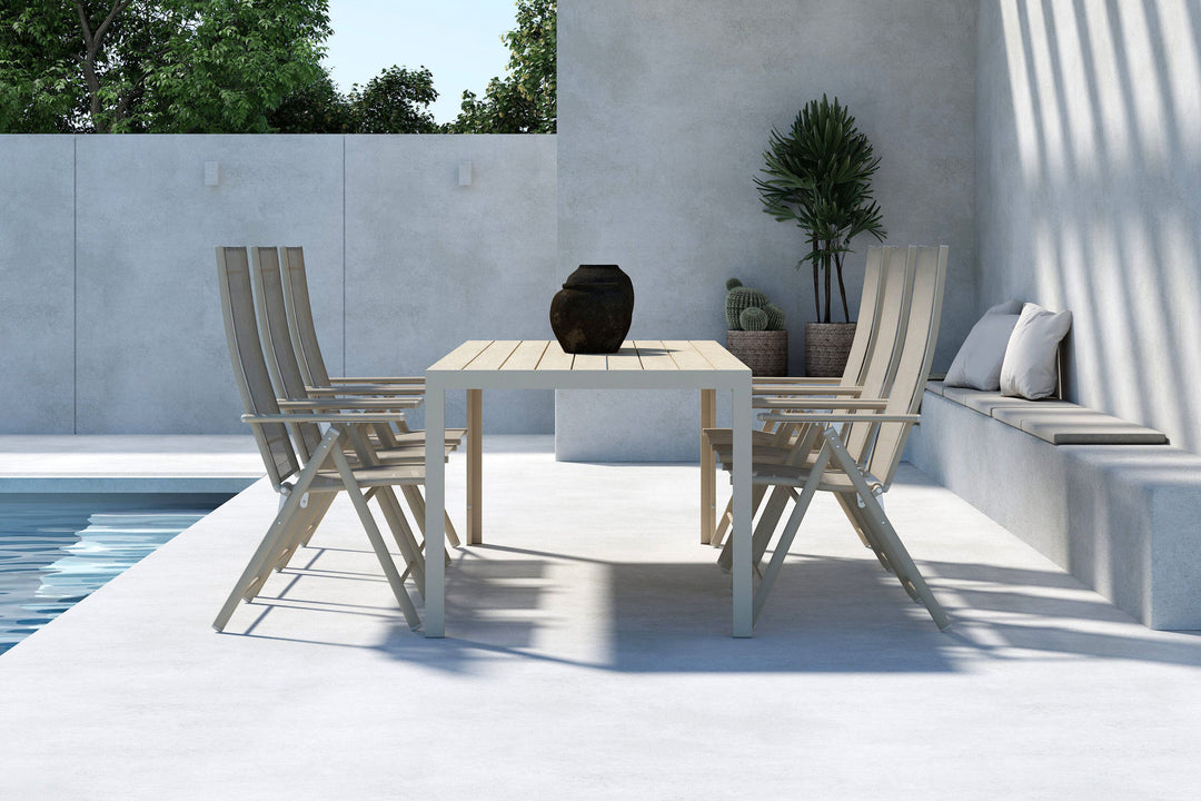 Venture Home Mirko Dining Table - Beige + Levanzo Diningchair - Beige x 6