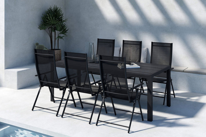 Venture Home Mirko Dining Table - Black  + Levanzo Diningchair - Black  x 6