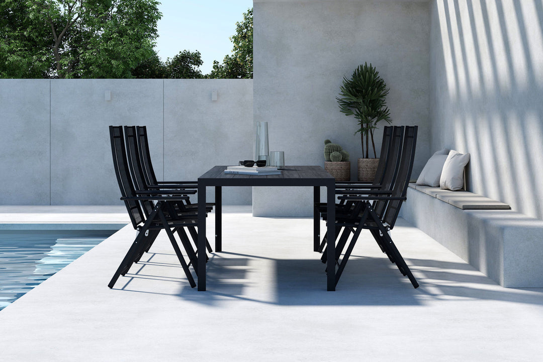 Venture Home Mirko Dining Table - Black  + Levanzo Diningchair - Black  x 6