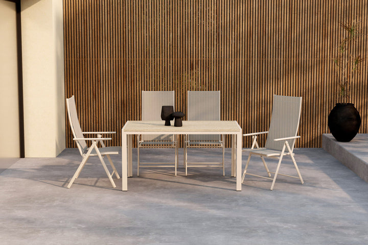 Venture Home Mirko Dining Table - Beige + Levanzo Diningchair -  Beige x 4