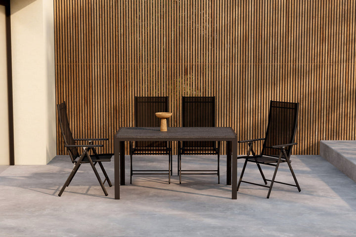 Venture Home Mirko Dining Table - Black + Levanzo Diningchair - Black x 4