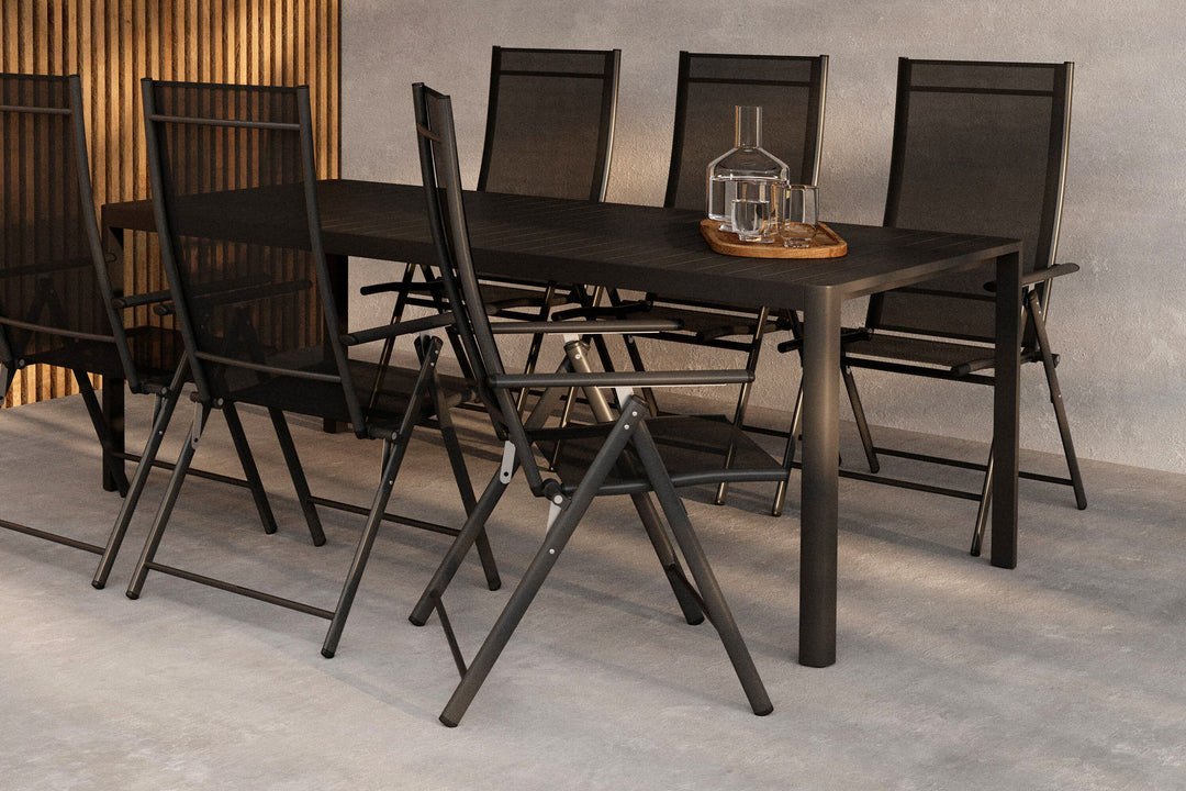 Venture Home Giardini Dining Table - Black + Levanzo Diningchair - Black  x 6
