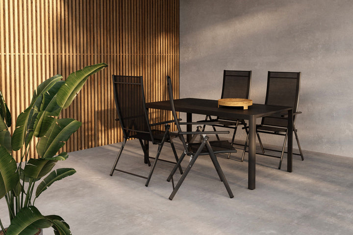 Venture Home Giardini Dining Table  - Black + Levanzo Diningchair - Black  x 4