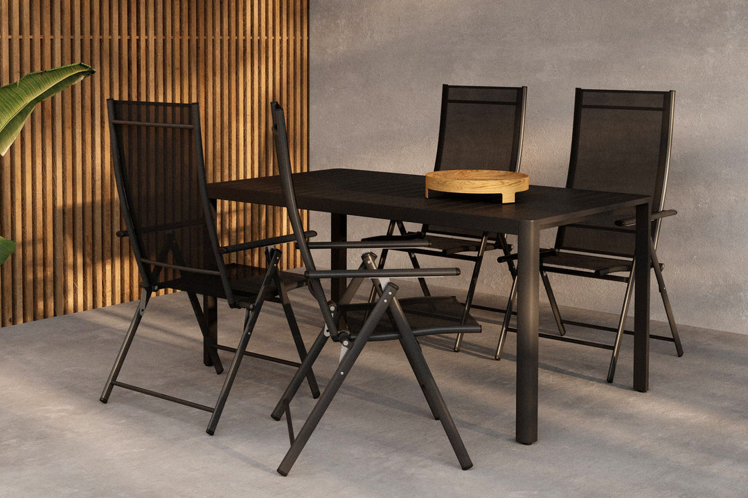 Venture Home Giardini Dining Table  - Black + Levanzo Diningchair - Black  x 4