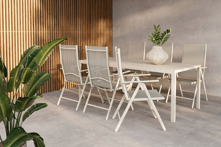Venture Home Break Dining Table -  Beige / Beige + Break Diningchair Beige x 6