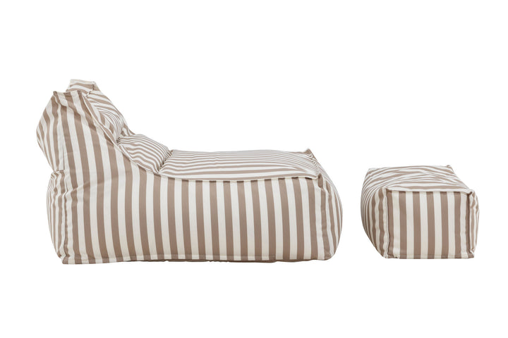 Venture Home Redang Relaxbag with Ottoman   -  White/ Beige Striped