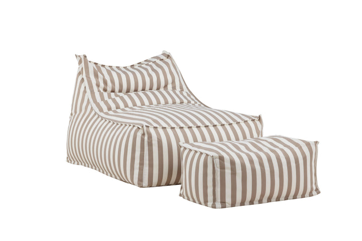 Venture Home Redang Relaxbag with Ottoman   -  White/ Beige Striped