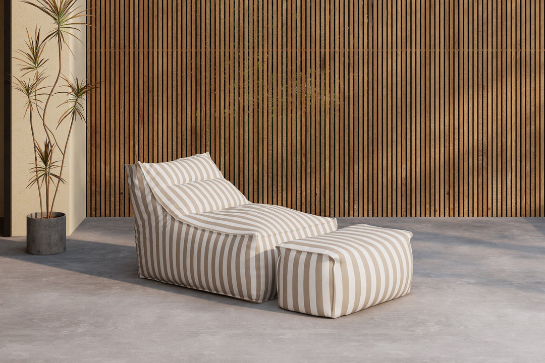 Venture Home Redang Relaxbag with Ottoman   -  White/ Beige Striped