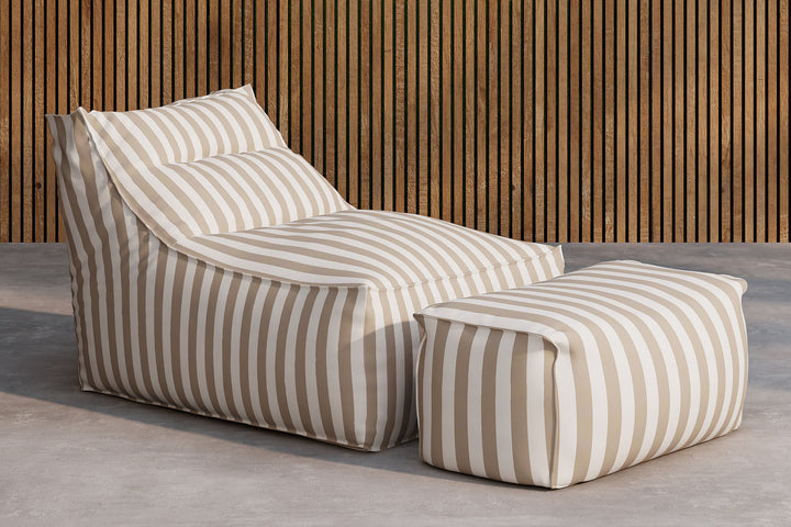 Venture Home Redang Relaxbag with Ottoman   -  White/ Beige Striped