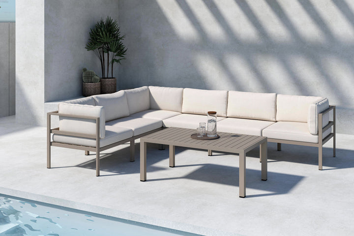 Venture Home Copacabana Corner Sofa Module 3 + 3  with table - Brown / Beige