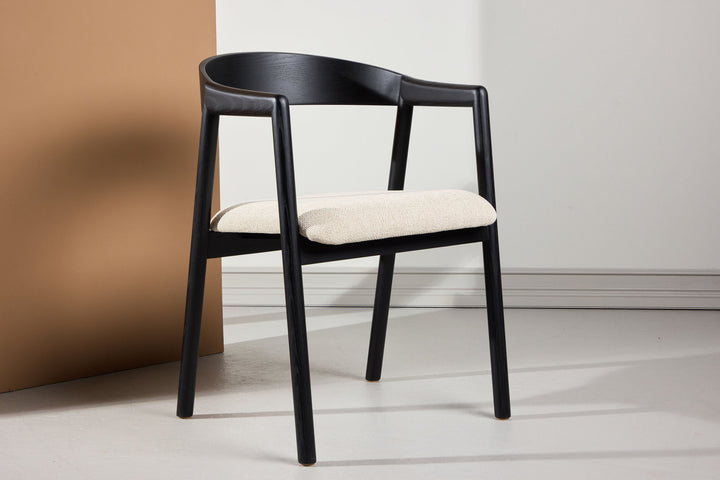 Vind Långön Dining Chair 2-pack - Black / Beige Fabric