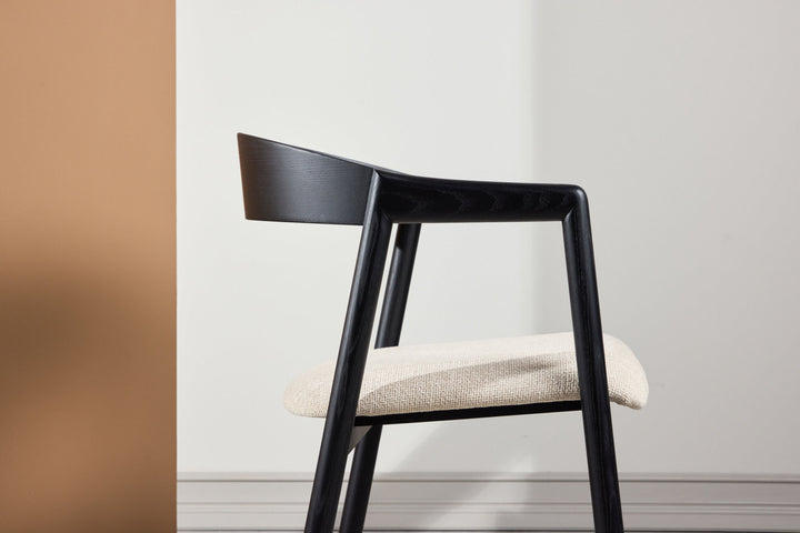 Vind Långön Dining Chair 2-pack - Black / Beige Fabric