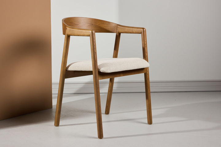 Vind Långön Dining Chair 2-pack - Brown Ash / Beige Fabric