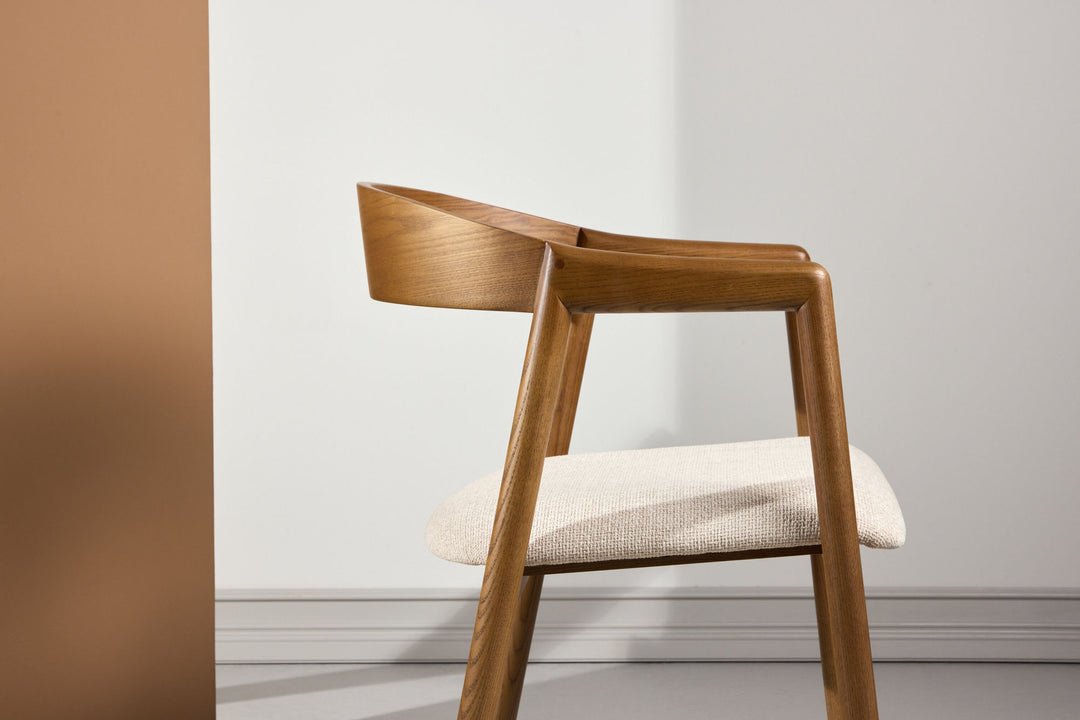 Vind Långön Dining Chair 2-pack - Brown Ash / Beige Fabric