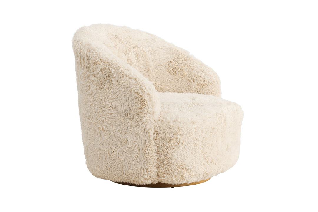 Venture Home Astru Armchair - Metal woodlook/ Beige Fake Fur