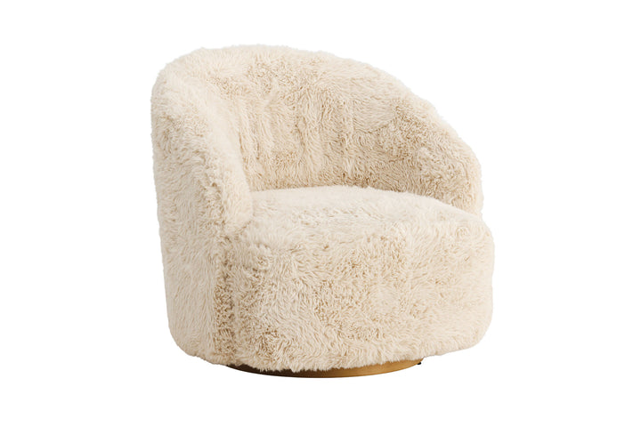 Venture Home Astru Armchair - Metal woodlook/ Beige Fake Fur