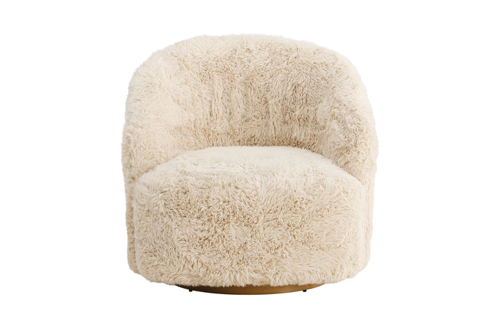 Venture Home Astru Armchair - Metal woodlook/ Beige Fake Fur