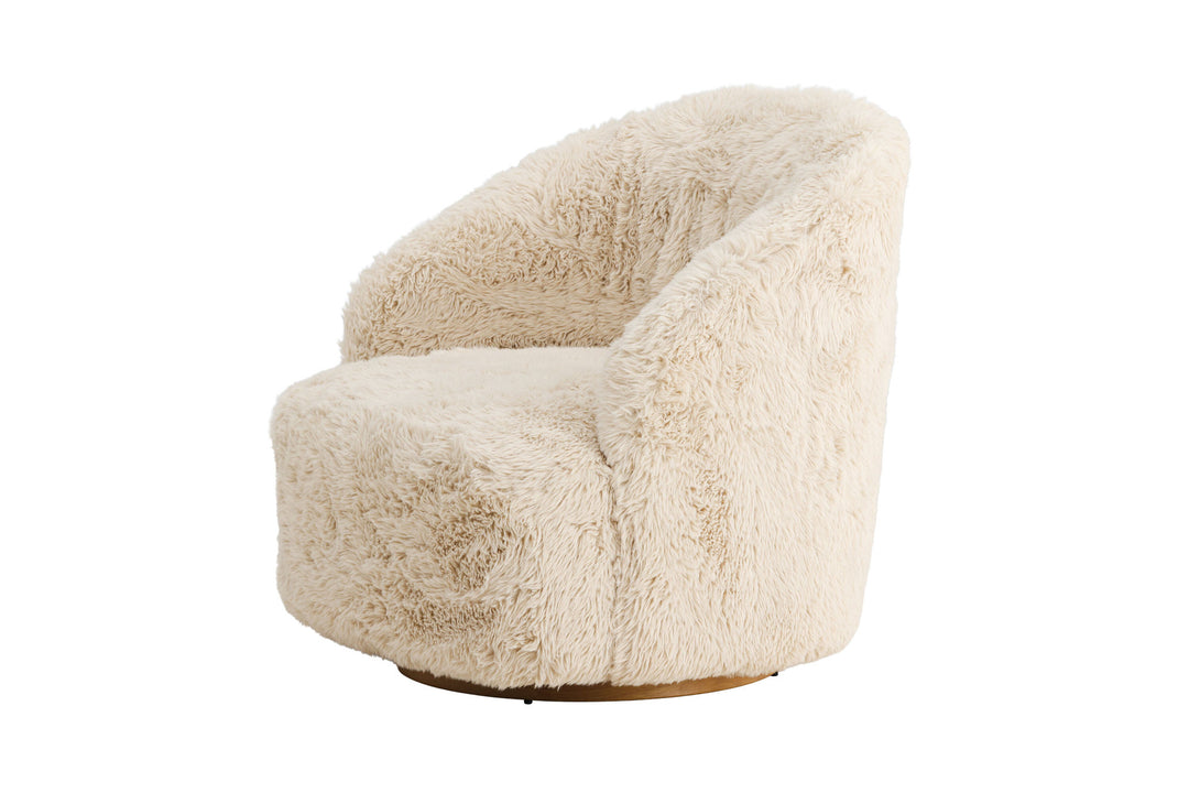 Venture Home Astru Armchair - Metal woodlook/ Beige Fake Fur