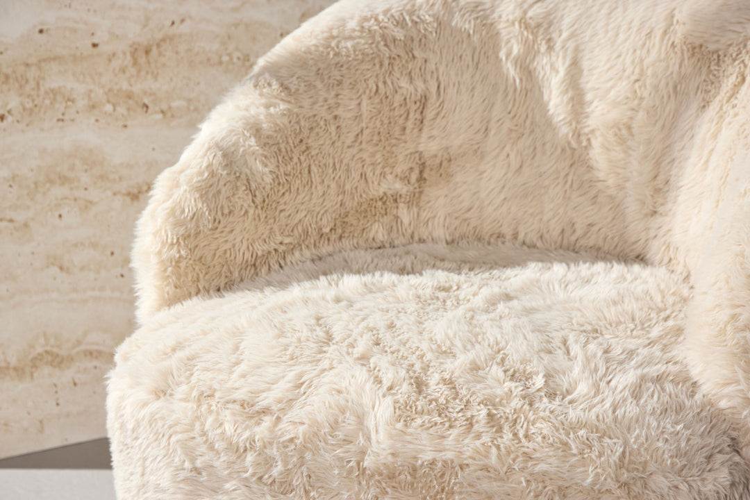 Venture Home Astru Armchair - Metal woodlook/ Beige Fake Fur