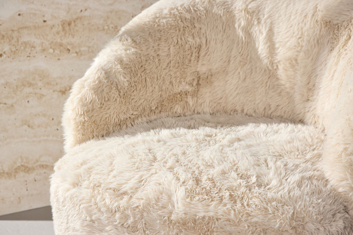 Venture Home Astru Armchair - Metal woodlook/ Beige Fake Fur