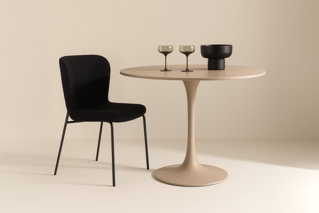 Venture Home Glade Round Dining Table φ100x75 cm - Steel Frame / MDF Beige Painting
