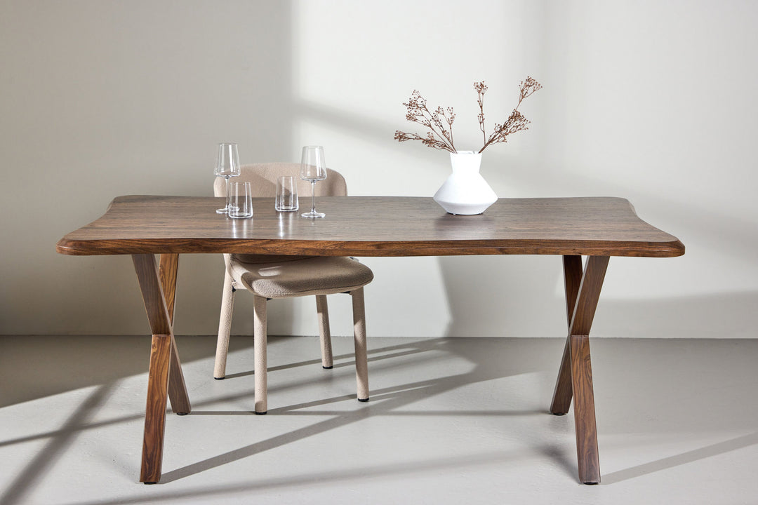 Venture Home Fiona Dining Table 180x90x75 cm - MDF with Walnut 3D Paper