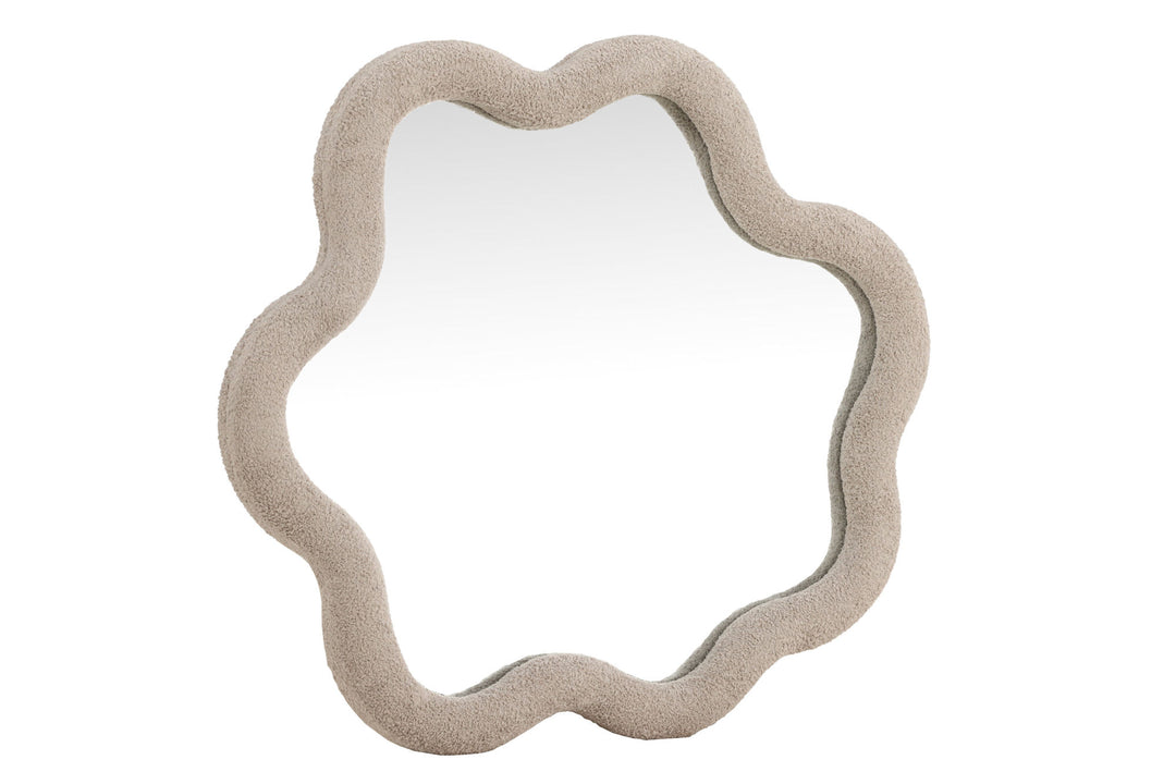 Venture Home Kungsbacka Mirror 70x70 cm - MDF with Beige Boucle / Clear Glass