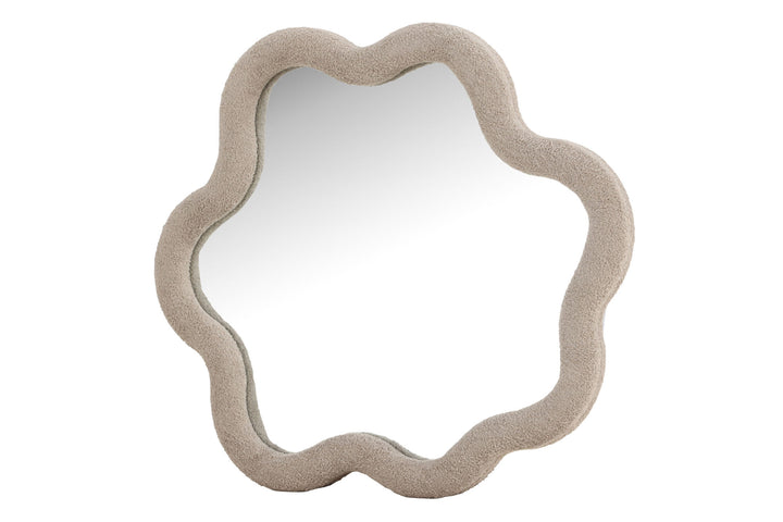 Venture Home Kungsbacka Mirror 70x70 cm - MDF with Beige Boucle / Clear Glass