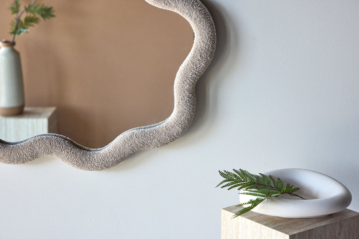 Venture Home Kungsbacka Mirror 70x70 cm - MDF with Beige Boucle / Clear Glass