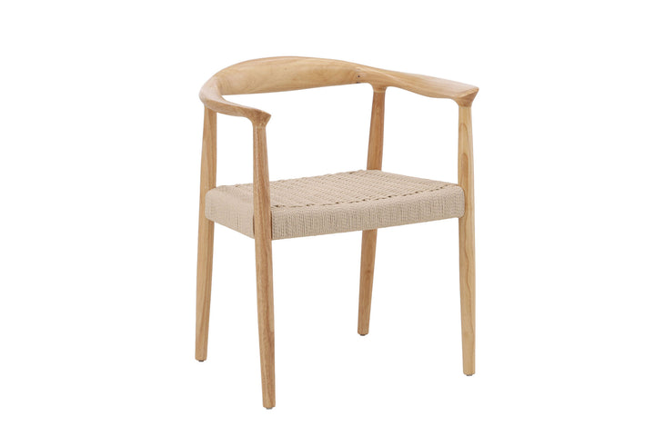 Vind Lovön Dining Chair 2-Pack - Rubberwood Frame Whitewash / Beige Rope