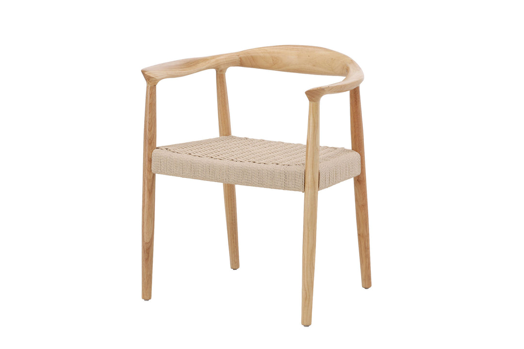 Vind Lovön Dining Chair 2-Pack - Rubberwood Frame Whitewash / Beige Rope