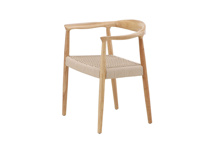 Vind Lovön Dining Chair 2-Pack - Rubberwood Frame Whitewash / Beige Rope