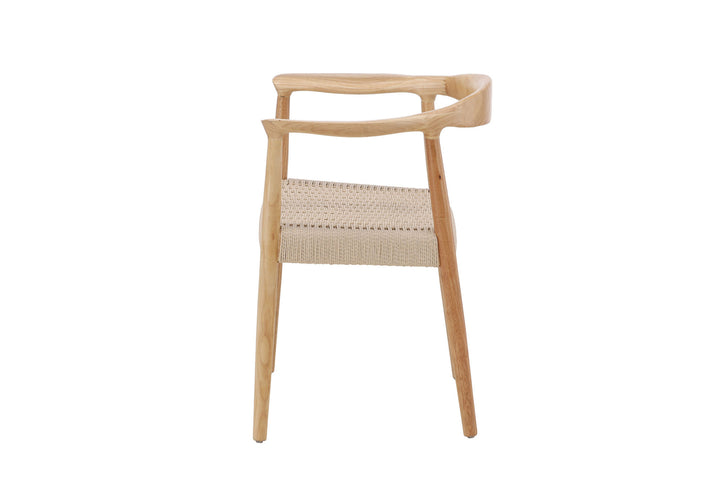 Vind Lovön Dining Chair 2-Pack - Rubberwood Frame Whitewash / Beige Rope