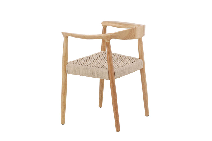 Vind Lovön Dining Chair 2-Pack - Rubberwood Frame Whitewash / Beige Rope