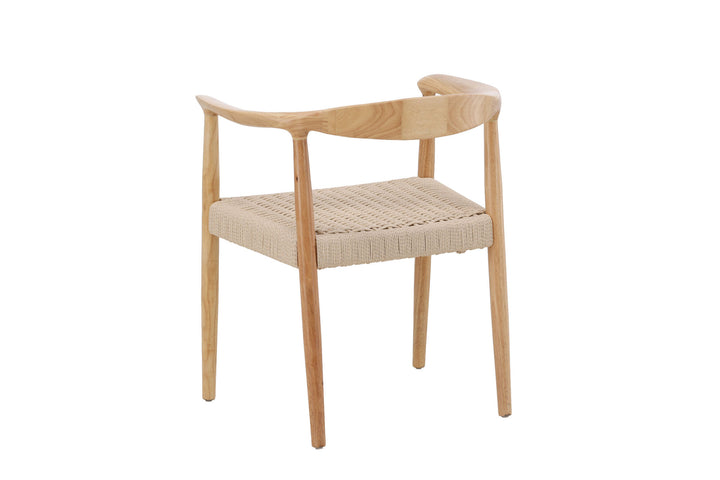 Vind Lovön Dining Chair 2-Pack - Rubberwood Frame Whitewash / Beige Rope